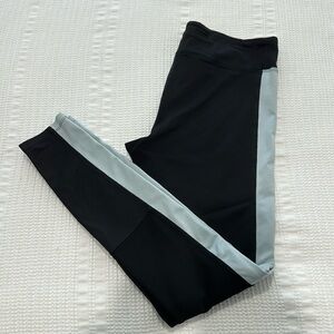 women’s black fitness leggings with light blue (size medium)